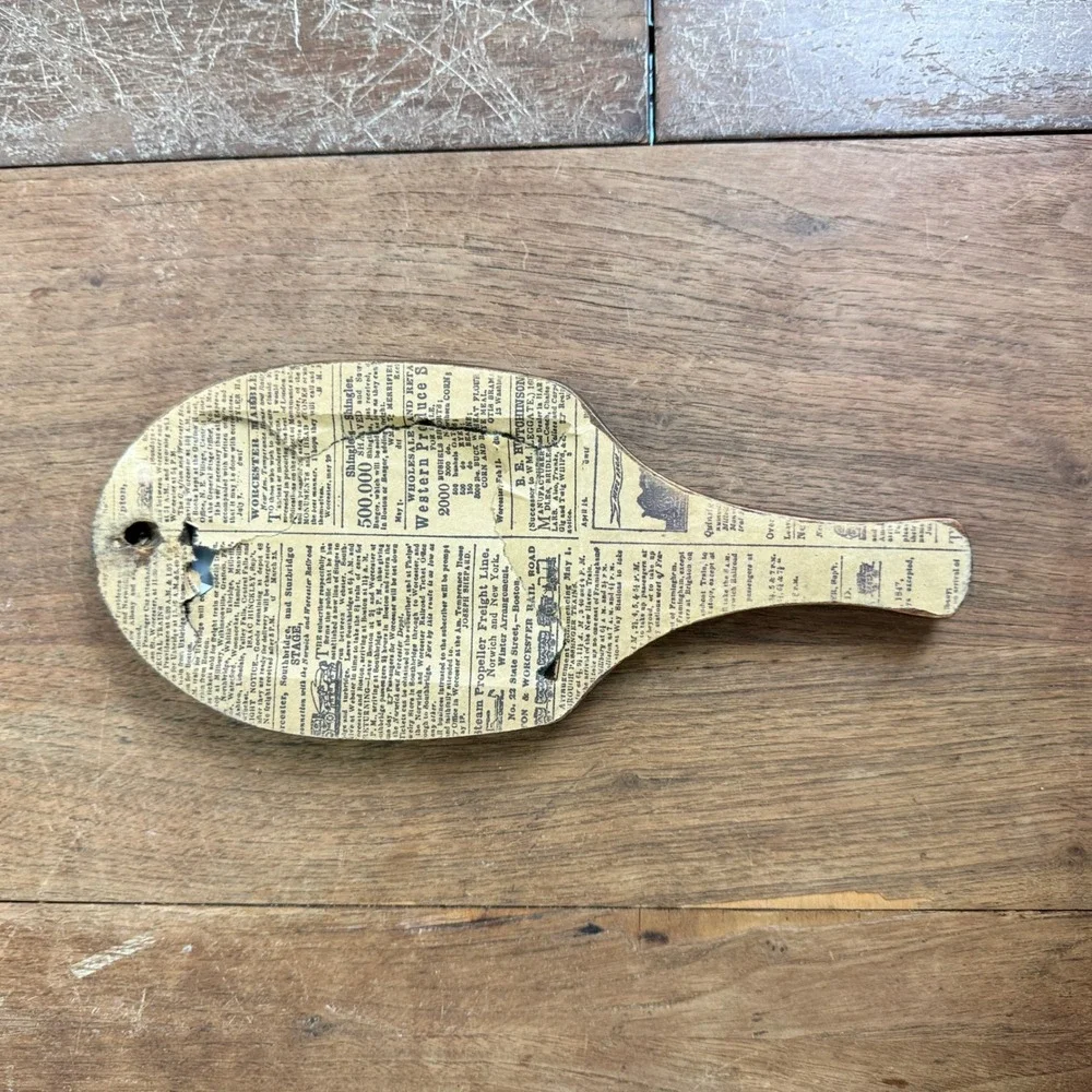 Vintage‎ Antique Solid Wood Handmade Handheld Mirror